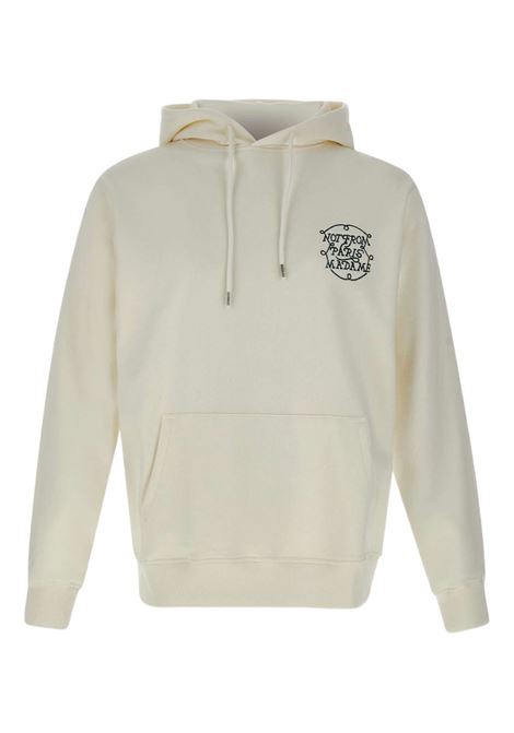 Felpa con cappuccio con motivo ricamato in bianco Drole de monsieur - uomo